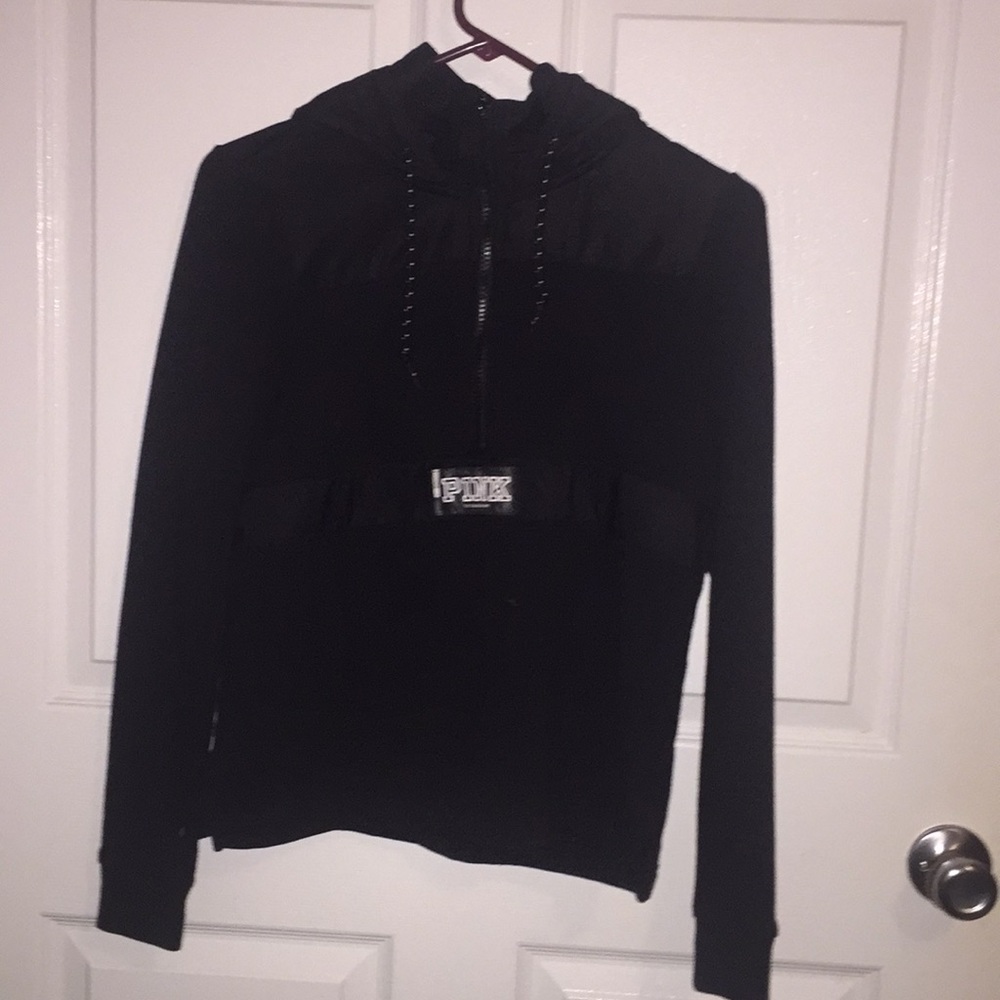 PINK black half zip hoodie